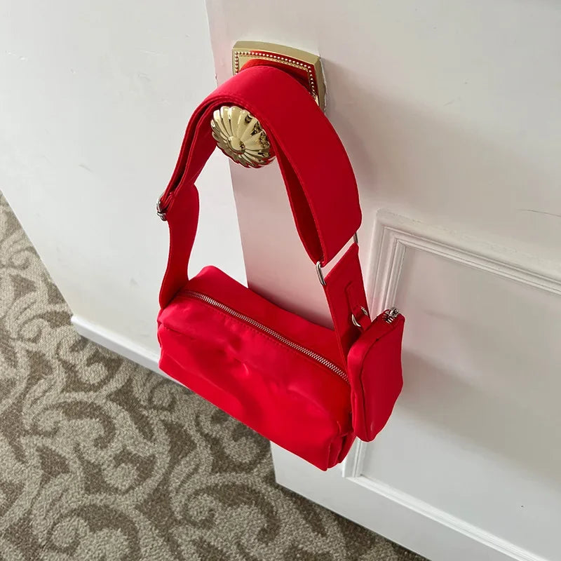Cyflymder  Nylon Women Shoulder Bag Ladies Crossbody Bags Fashion Wide straps Female Armpit bag Handbags and purse 2-piece Set wallet