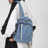 Cyflymder Denim Women Backpack Casual Travel Bagpack Backbag College Student School Bags for Teenager Girls Cowboy Rucksack blue Mochila