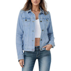 Cyflymder  Women Denim Jackets Washed Distressed Vintage Slim Fit Bomber Jackets Boyfriend Button Down Lapel Casual Cropped Jean Coats