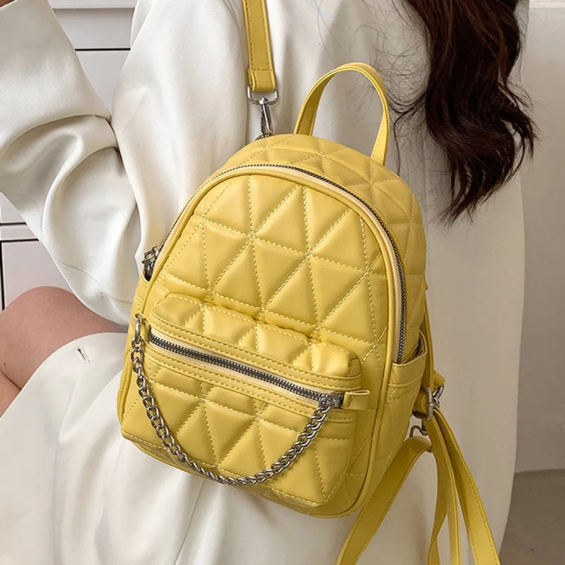 Cyflymder Chain Luxury Fashion High Quality Small Backpack for Teenage Girls Mochila Rucksack Women Designer Leather Backpacks