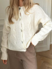 Cyflymder  Women s Cable Knit Cardigan Sweater with Long Sleeves and Button Closure - Cozy Fall Jacket for Casual Streetwear Style