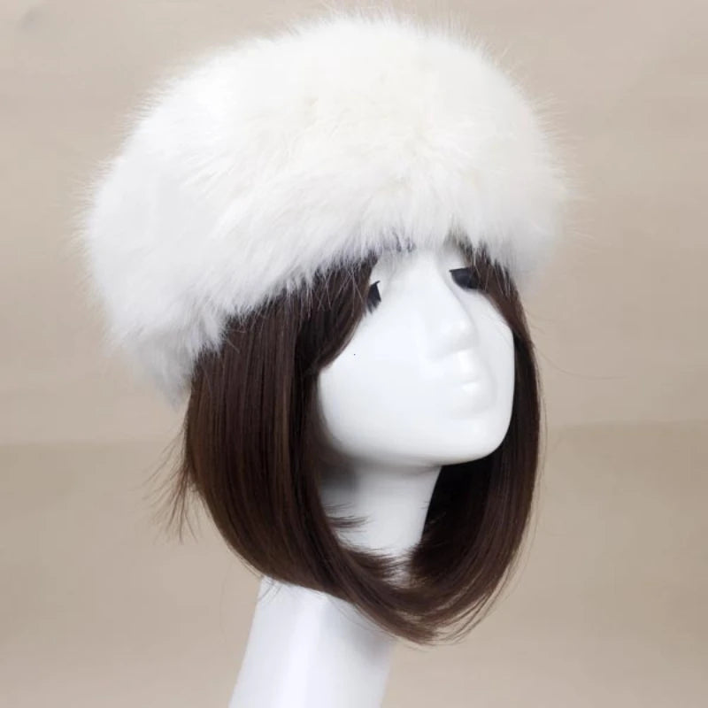 Cyflymder Winter Thick Furry Hairband Fluffy Russian Faux Fur Women Girl Fur Headband Hat Winter Outdoor Earwarmer Ski Hats Hot