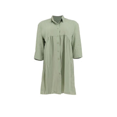 Cyflymder  Summer Lapel Single-breasted Cardigan Dress Women Solid Color Casual Loose Dresses Sweet Style Female High Waist Pleated Gown 24