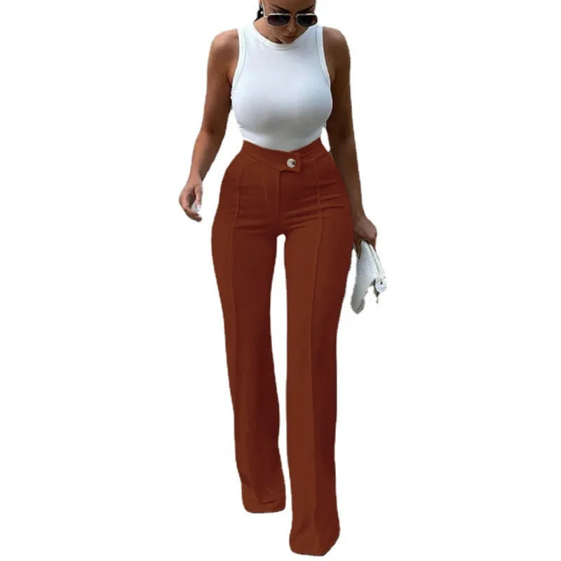 Cyflymder  Latest Fall Women's Pants Stylish High Waisted Flare Trousers Comfortable Workwear Chic Wide Leg Bottoms Trendy Casual Office