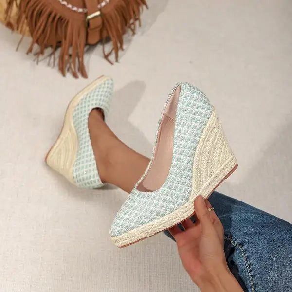 Cyflymder  Casual Woman Shoe Pointed Toe Shallow Mouth Clogs Platform Female Footwear Autumn Creepers Dress Fall Summer Classics Fabric Lac