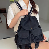 Cyflymder Harajuku canvas Drawstring Women Backpack Schoolbag Teenage Girls Backpack for female bagpack big capacity schoolbag for student