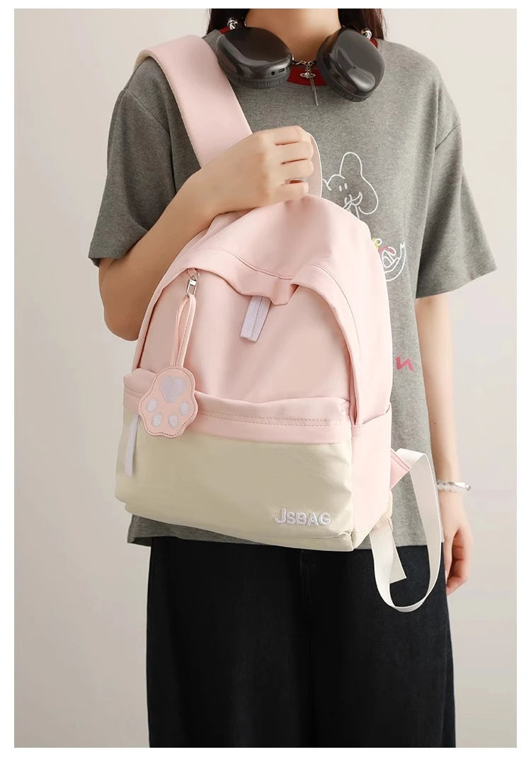 Cyflymder  Contrast Color Patchwork Simple College Students Backpack Sweet Y2k Aesthetic Casual Schoolbags Women All Match Chic Schoolbags
