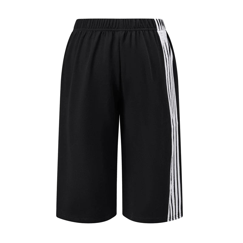 Cyflymder  Y2K Vintage Loose Baggy Bermuda Jogger Shorts Women Side Stripes Knee Length Sweatpants Elastic Waist Sports Loungewear Bottom
