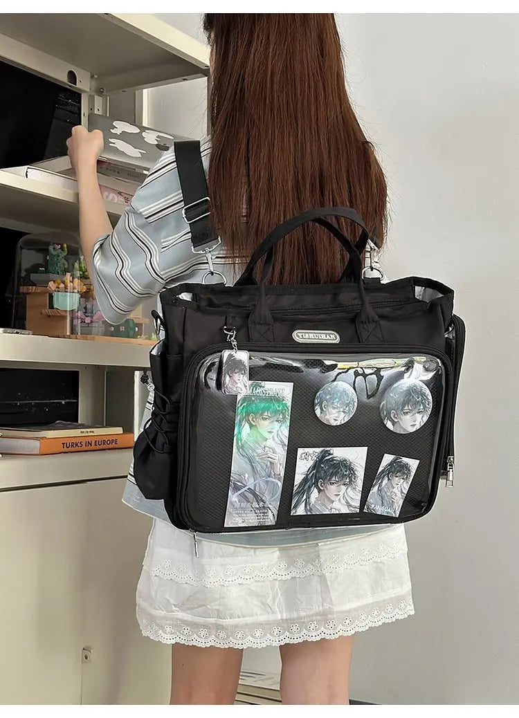 Cyflymder  Vintage Y2k Aesthetic Simple Shoulder Crossbody Bags All Match Trendy Transparent Ita Bag Ins Casual Backpack for Women Students