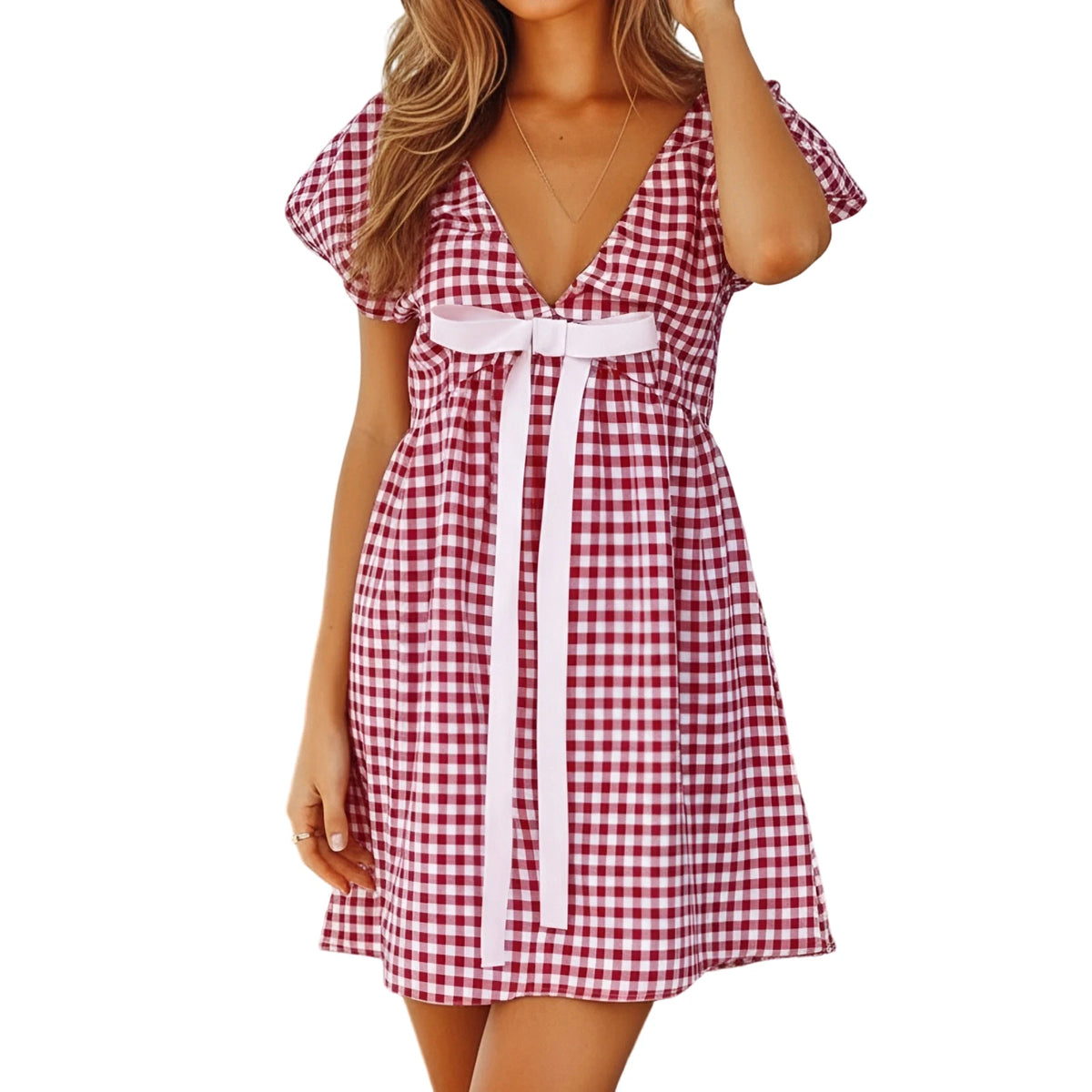 Cyflymder  Women s Casual Sleeveless Floral Print A-Line Dress with Pockets and V-Neckline for Summer Beach Party Wear