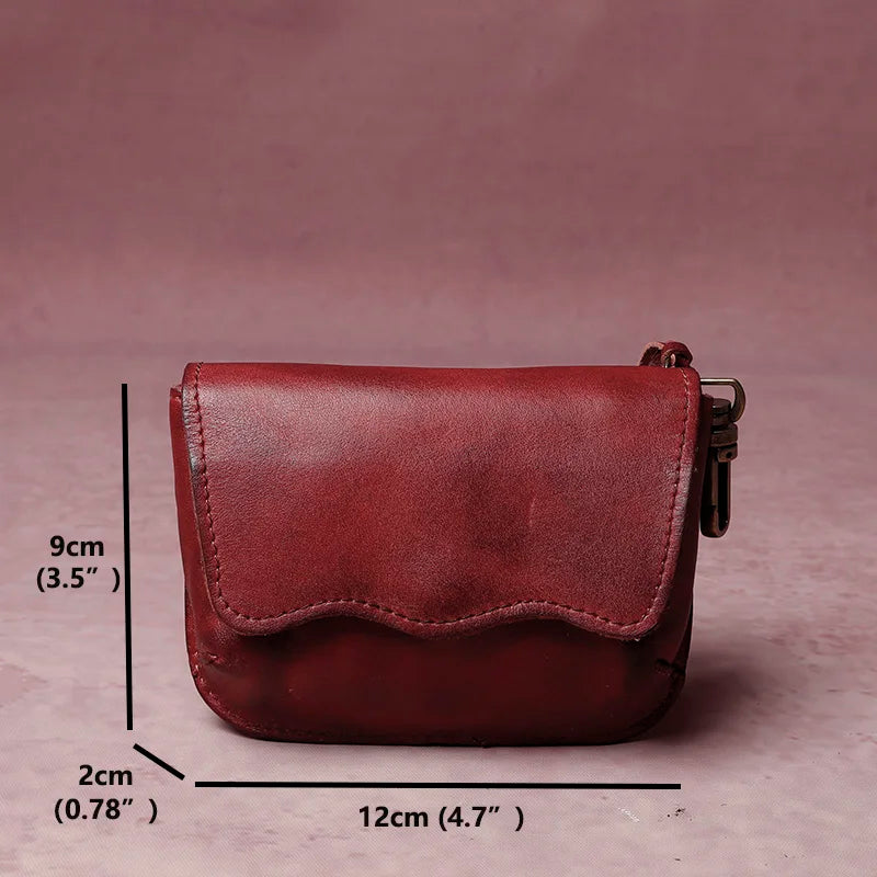 Cyflymder  Men's cowhide key bag car driver's license card bag ladies cowhide coin purse wallet retro leather waist hanging keychain