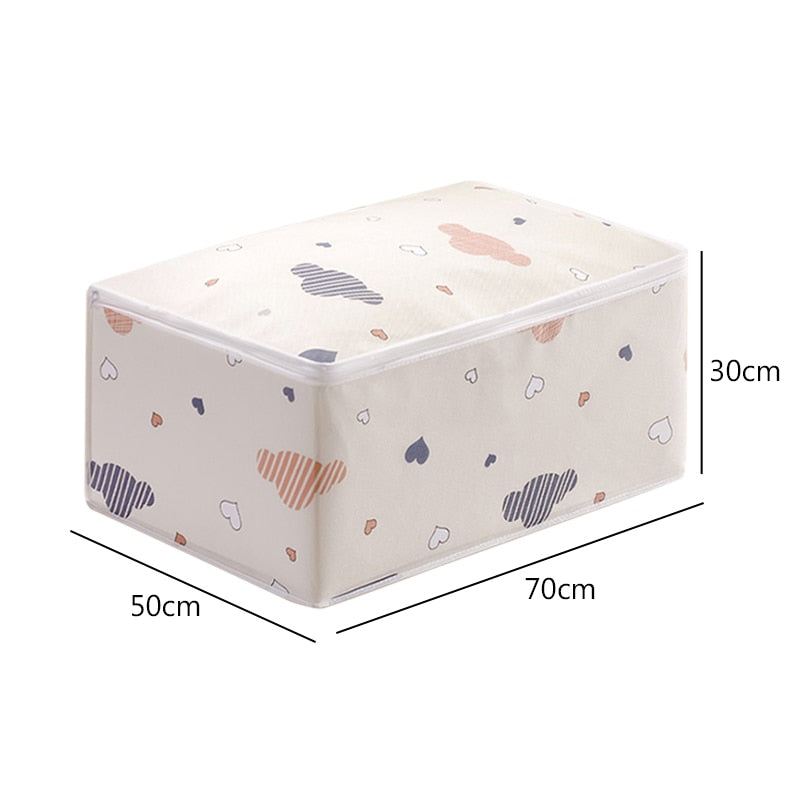Cyflymder Quilt Storage Bag Three-Dimensional Large Capacity Dustproof Waterproof Clothes Organizer Household Dust-Proof Printed Quilt Bag