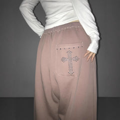 Cyflymder   Drunk Sugar Retro distressed curved blade women's minimalist design slimming wide-leg loose scythe floor-length trousers