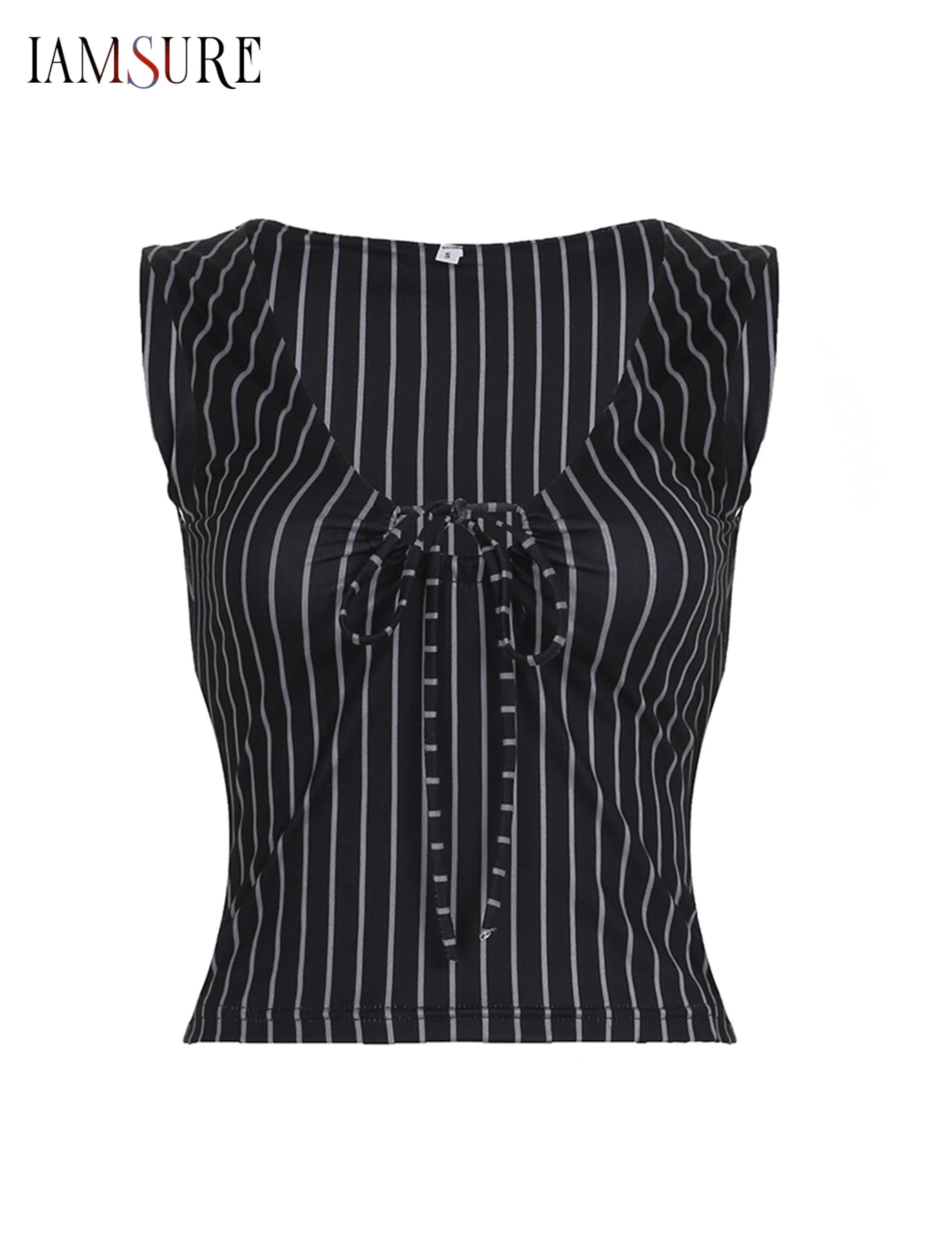 Cyflymder  Casual Bandage Folds Hollow Out Tank Tops Slim Dot Print Deep V-Neck Sleeveless Tops Women 2025 Summer Fashion Holiday