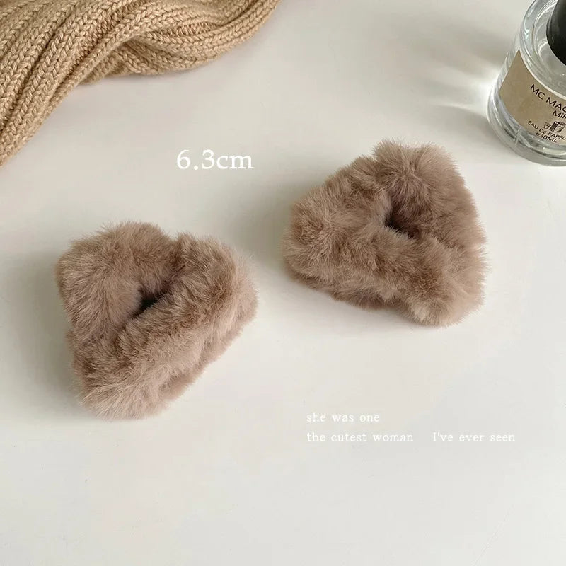 Cyflymder Plush Cat Ears Hair Clips For Women Girls Lamb Cashmere Hairpin Forehead Bangs Clip Fluffy Children New Winter Hair Accessories