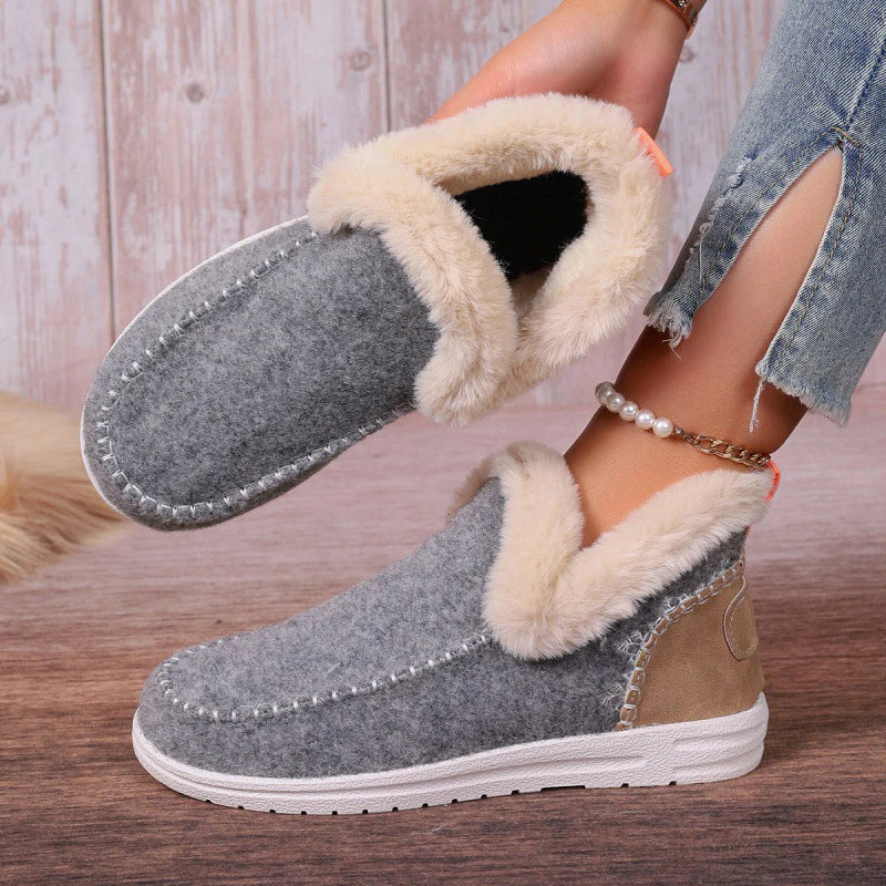 Cyflymder Women Snow Boots Winter Fashion Leisure Fluffy Shoes for Woman Shallow Big Size Sewing Ankle Boot Multi-Color Suede Botas