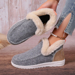 Cyflymder Women Snow Boots Winter Fashion Leisure Fluffy Shoes for Woman Shallow Big Size Sewing Ankle Boot Multi-Color Suede Botas