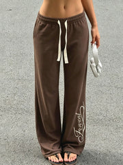 Cyflymder   American Casual Letter Print Low Waist Loose Streetwear Y2k Long Pants
