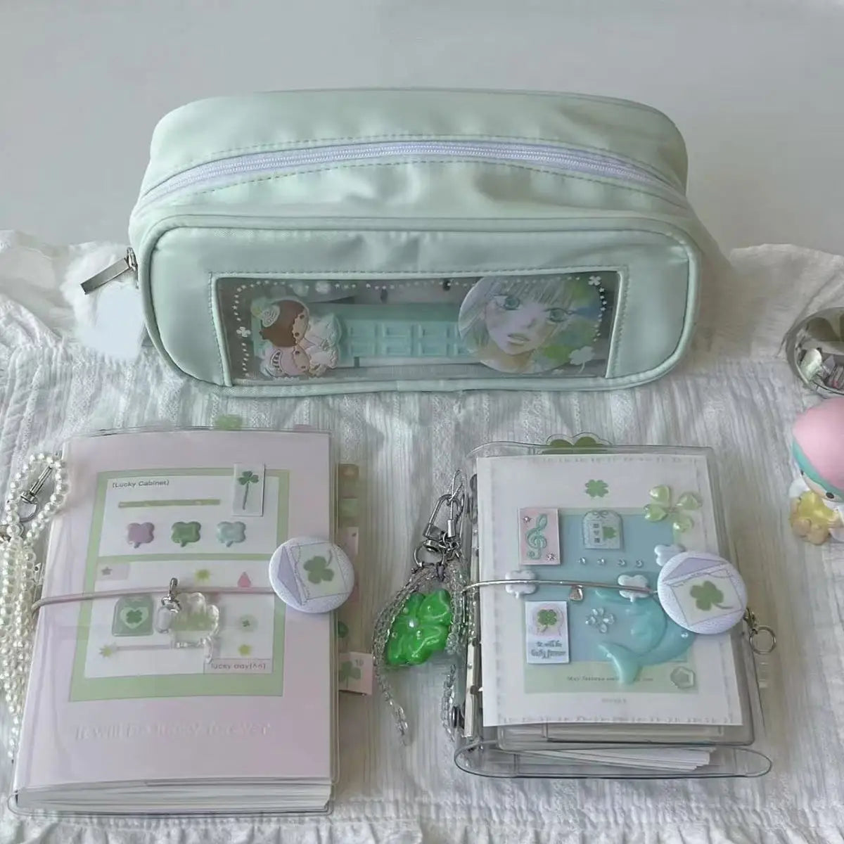 Cyflymder  Simplicity Korean Fashion Sweet Pencil Case for Kids Solid Color Cute Stationery Storage Large Capacity Pen Bag School Supplies