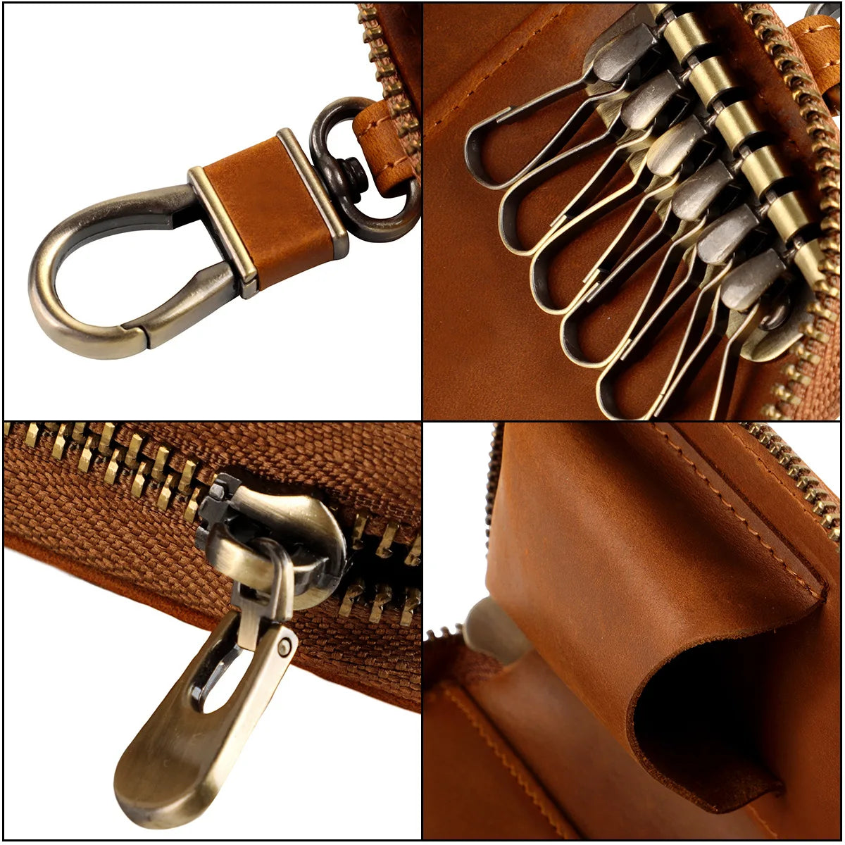 Cyflymder  Genuine Leather KeyChain Key Bag For Men Multifunction Organizer Wallet Holder Car Small Key Case Keys Pouch