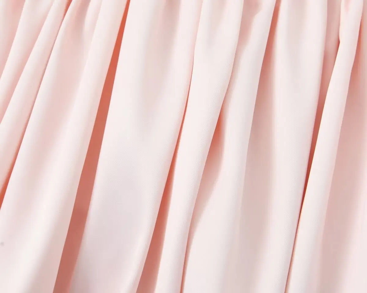 Cyflymder  Women Sexy Pink Bow Ruched Chest Corset Style Satin Sling Dress Low Back Slim Waist Spliced Pleated Swing A line Mini Party Robe