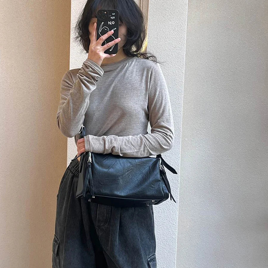 Cyflymder  Casual Pillow square crossbody bags for women Simple solid color shoulder bag fashion zip commuter totes women's purse handbags
