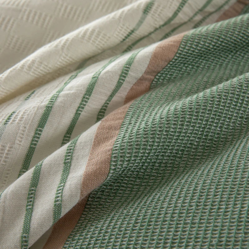 Cyflymder  Bedding Set 100% Cotton Simple Vertical stripes Duvet Cover Set  Double Queen King Size Nordic Quilt Cover Bed Sheet Pillowcases