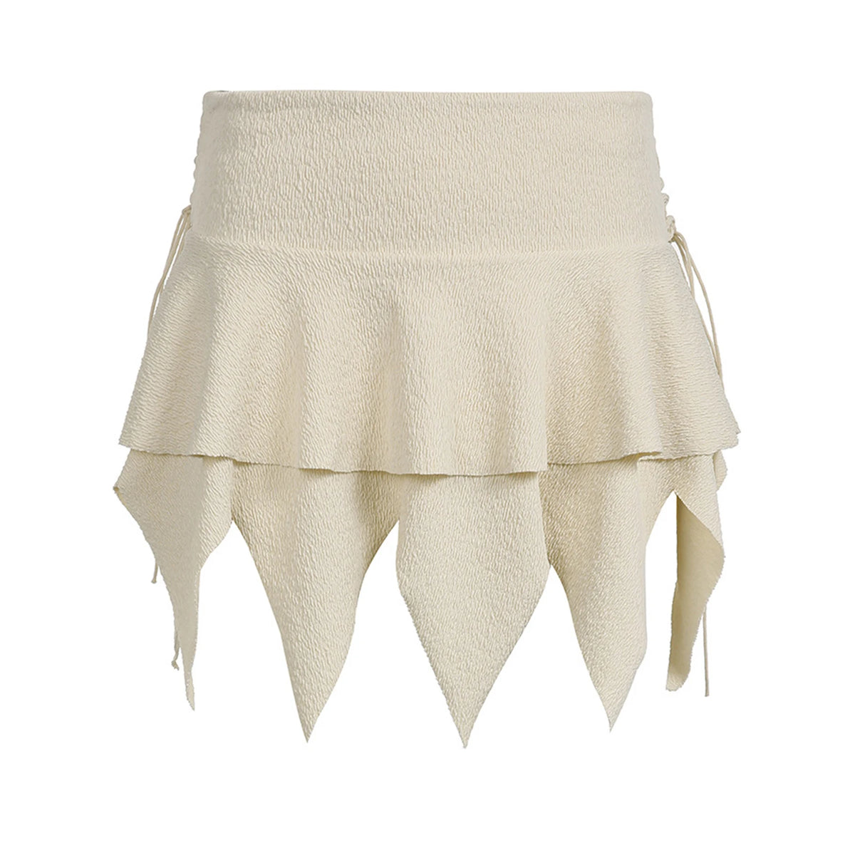 Cyflymder  Summer Solid Color Gothic Mini Skirt Women Drawstring Elastic Band Short Y2K Skirt Irregular Hem Streetwear