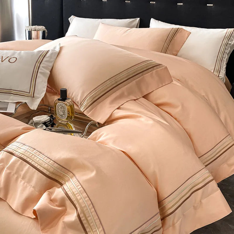 Cyflymder Luxury Egyptian Cotton Bedding Set Embroidery Duvet Cover Set Quilt Cover Fitted/Flat Sheet Pillowcase  Home Textiles Bedspreads