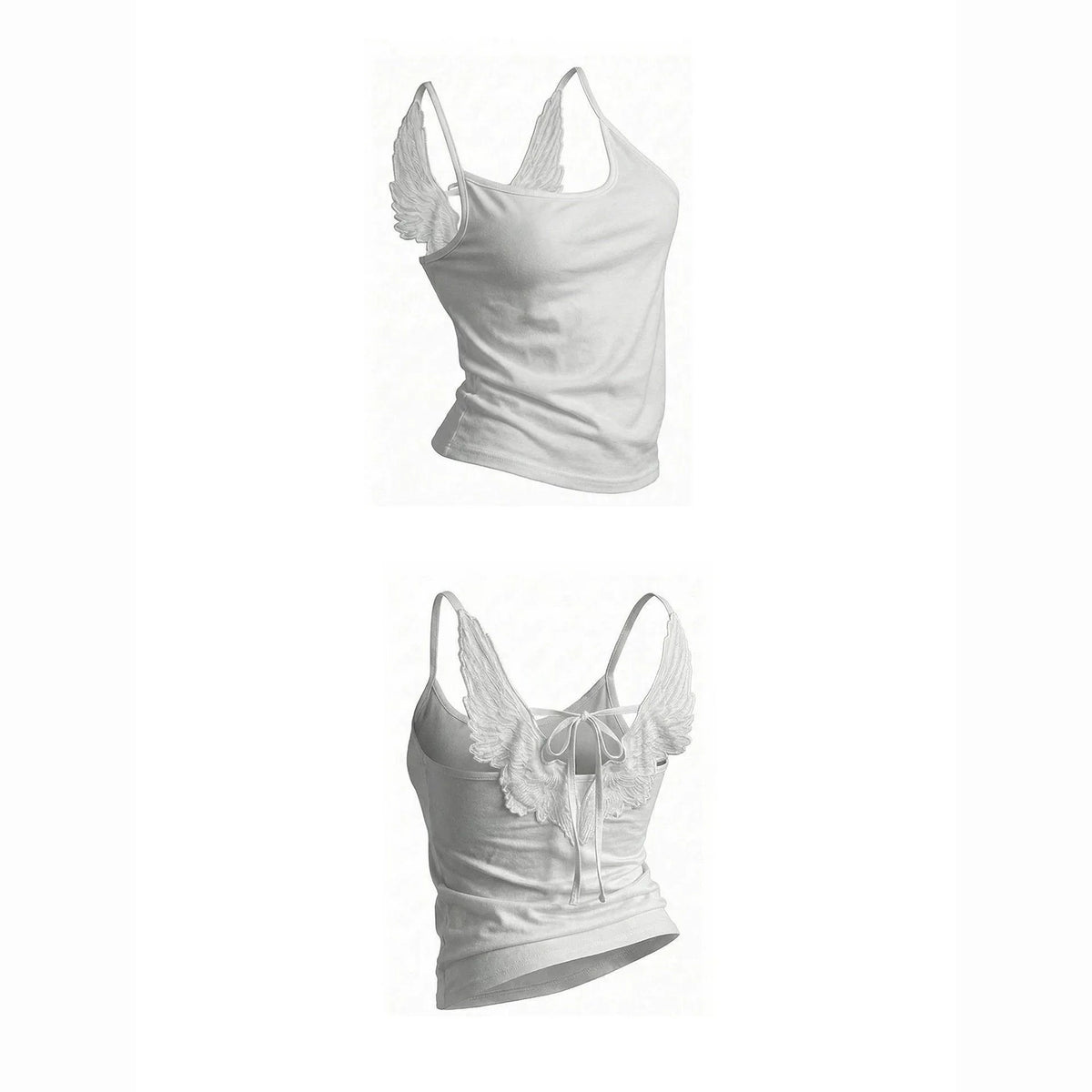 Cyflymder  Streetwear Y2K New Hot Girl Sleeveless Camisole Top Harajuku Angel Wings Graphic Vest Womens Gothic Sexy Slim Fit Backless Vest