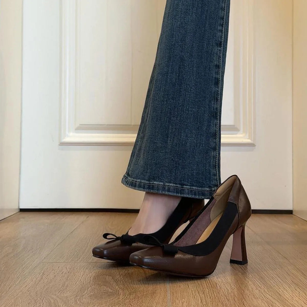 Cyflymder  Vintage Bohemian Style Elegant Business Casual Versatile Platform High-heeled Women's Stylish and Elegant Bow Tie Single Shoe