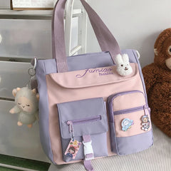 Cyflymder  Large Capacity Tote Bags Trendy Nylon Patchwork Shoulder School Book Bag for Teenage Girls Fashion Student Handbag Crossbody Sac
