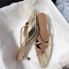 Cyflymder  Women High Heels Slippers Pointed Toe Elegant Heeled Sandals for Woman Mules Shoes Fashion Party Shoes Causal Flip Flops Mujer