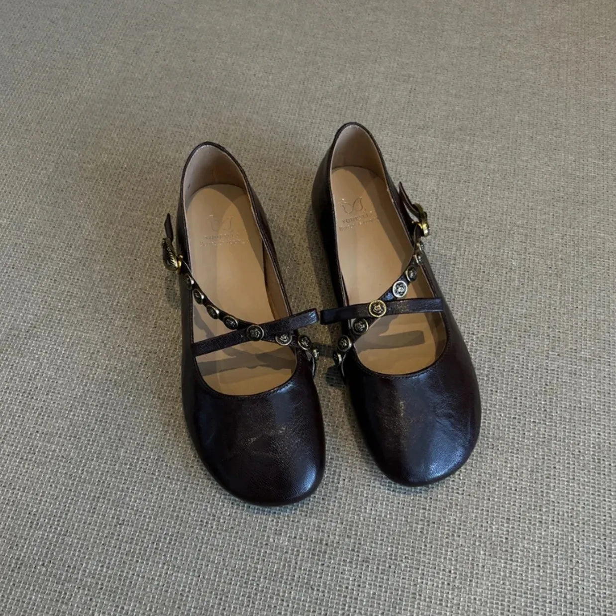Cyflymder  Low Heels PU Slides  Rubber Hoof Low Heels Rubber Slides  PU