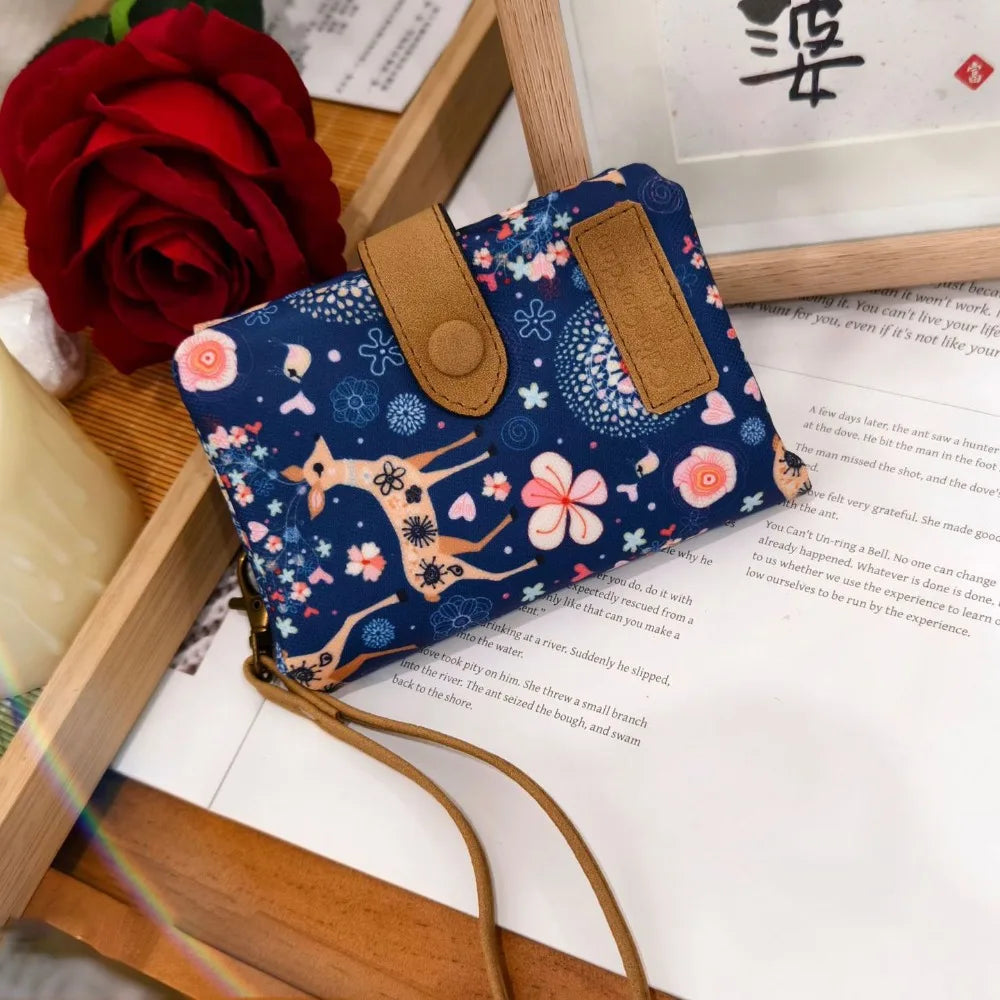 Cyflymder  Women Cute Zipper Hasp Short Wallet PU Leather-Capacity Coin Purse Money Bag Frosted Printing ID Card Holder Girl Cute Clutch