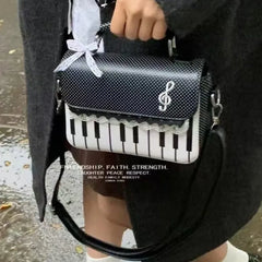 Cyflymder  Sweet Cute Bow Piano Crossbody Bag Women Polka Dot Lace Edge Large Capacity Shoulder Bags Ladies Harajuku Elegant Gentle Handbag