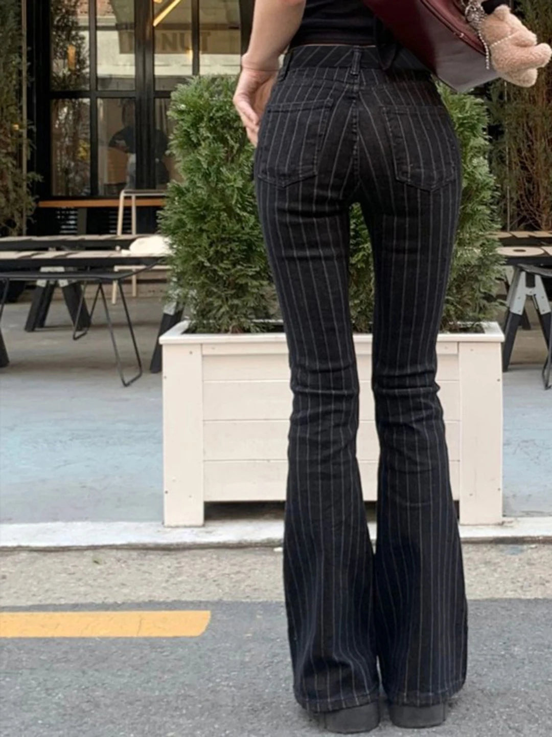 Cyflymder  Low-Waist Slimming Bla Stripe Bell Bot Jeans Women's Faionable Versatile Denim Pants Streetwear Romore Hot Girl Outfit