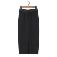 Cyflymder  Sexy Black Front Slit Midi Pencil Skirt Women Spliced High Waist Package Hips Skirts