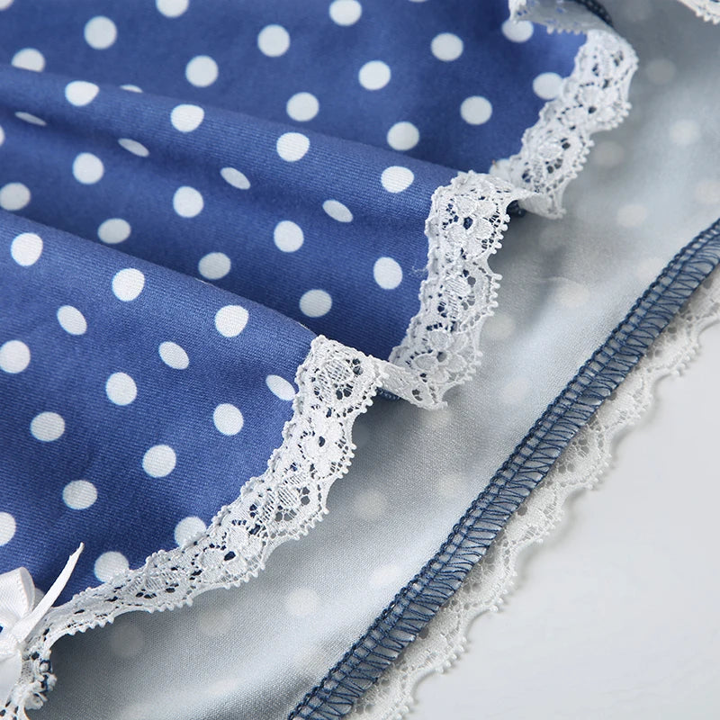Cyflymder  Casual Slim Dot Print Shorts Sets Housewear 2 Piece Sets Lace Trim Camis Tops Mid-Waist Shorts Women 2025 Summer Fashion