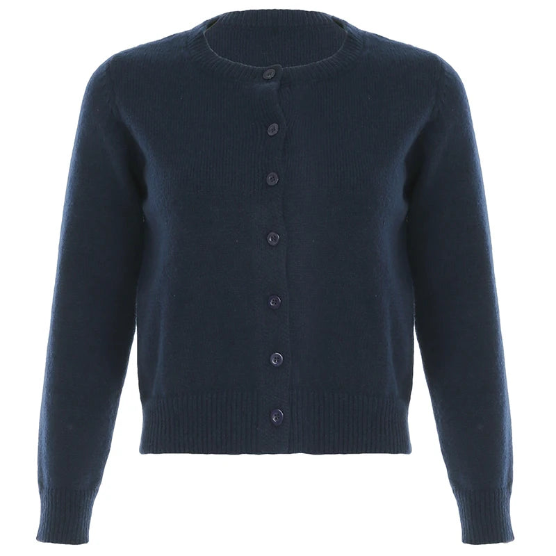 Cyflymder   Sweater Cardigan Women Single Breasted Long Sleeve Elegant Vintage Jumper Solid Wool Knitted Autumn Winter Outwear Back