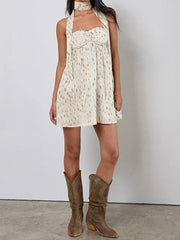 Cyflymder  Elegant Floral Print Off-Shoulder Dress with Ruffled Hemline and Matching Belt for Women s Summer Fashion