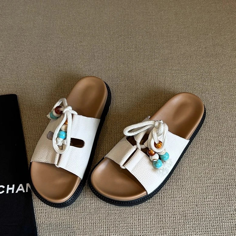 Cyflymder  Platform Anti-Slip Wear-Resistant Slippers Summer New Round Toe Open Toe Crystal Buckle Anti-Slip Wear-Resistant High Heels