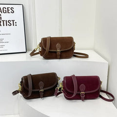 Cyflymder  New Ladies Vintage Saddle Bag Simple Commuter Crossbody Bag Soft Texture Bean Curd Square Bag Elegant Versatile Shoulder Bag