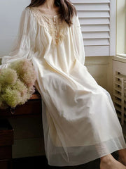 Cyflymder  Pure Cotton Ruffles Vintage Nightgowns Women Robe Nightie Long Dress Victorian Romantic Princess Sleepwear Nightdress Homewear