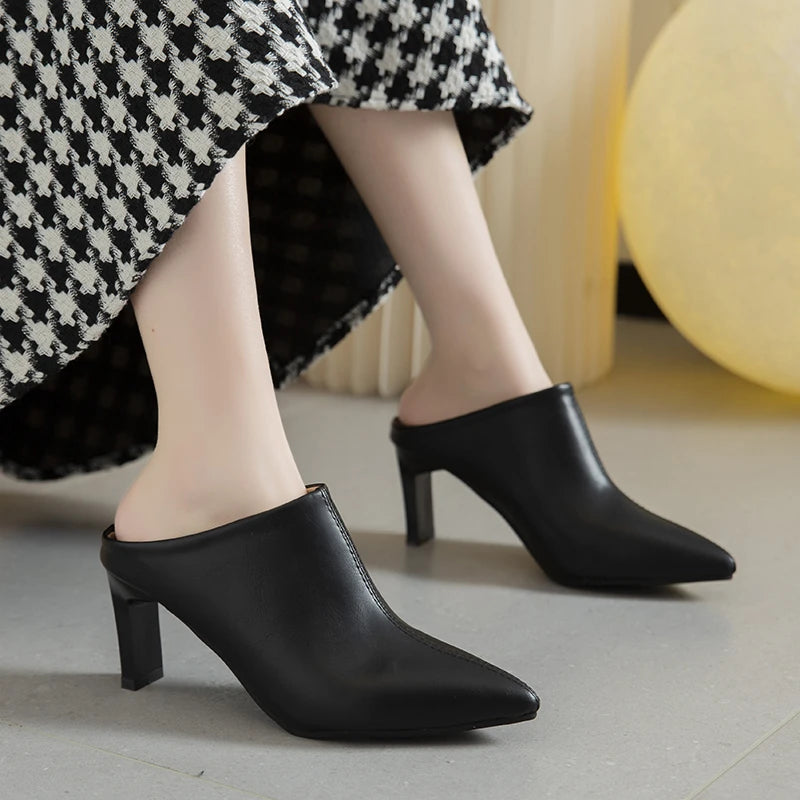 Cyflymder  Women Pointed Toe Slippers Elegant High Heels Shoes Fashions Autumn Slingback Sandals Fashion New Brand Dress Chaussures