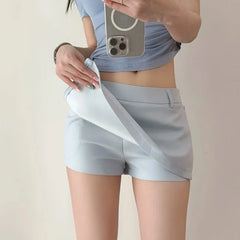 Cyflymder   Women's Side Zippers Detail Skort Tailored Mini Skirt With Belt Loops