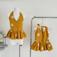 Cyflymder  Y2K Sexy Halter Tops Women Embroidery Backless Tank Top Summer Gyaru V Neck Bandage Camis Korean Sleeveless Design Clothes New