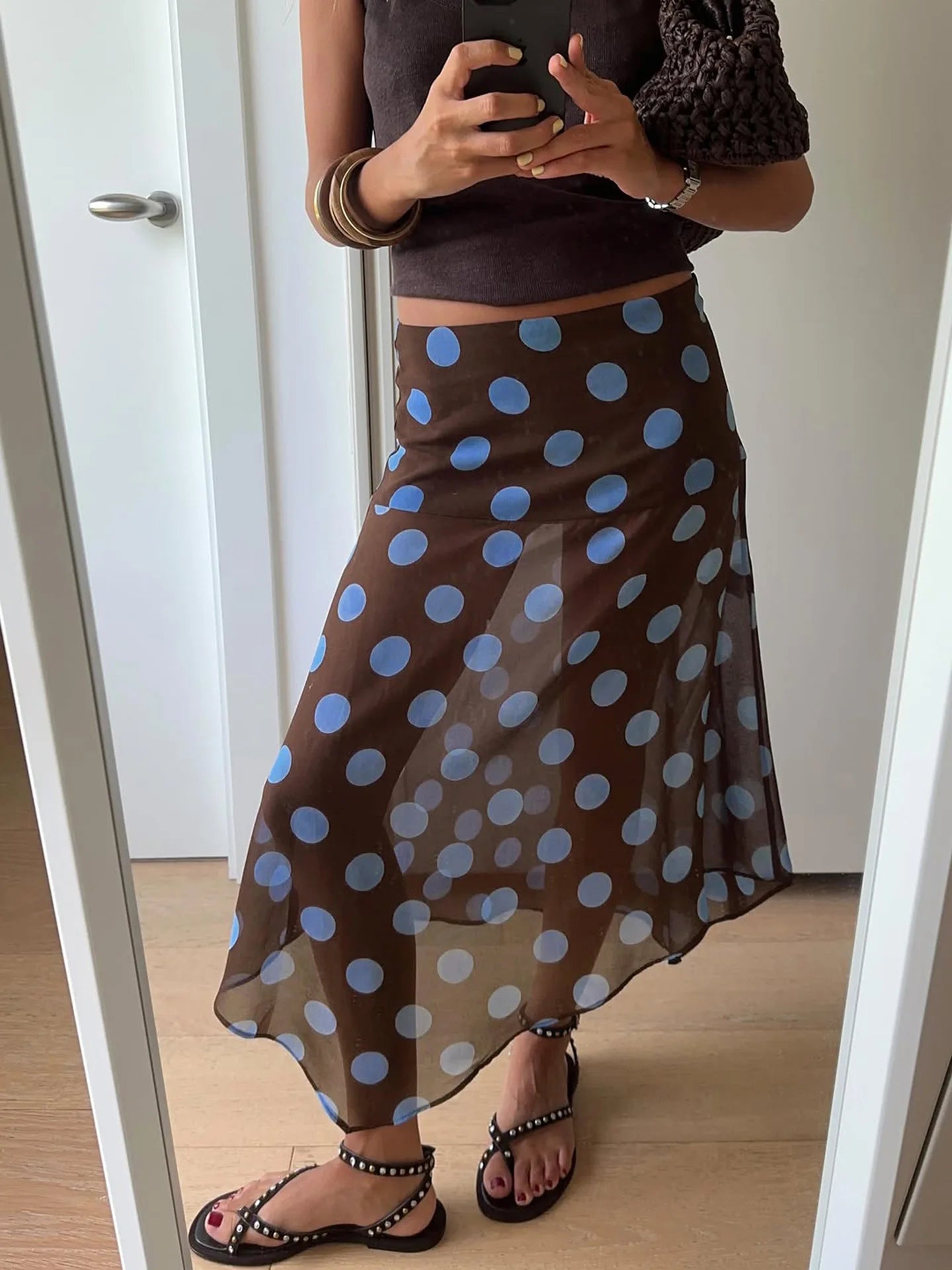 Cyflymder  Polka Dot Halter Tops Women's Set Backless Sleeveless Top Flowy Mini Skirt 2025 Summer Elegant Suit Holiday Fashion Lady Sets