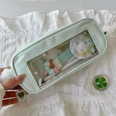 Cyflymder  Simplicity Korean Fashion Sweet Pencil Case for Kids Solid Color Cute Stationery Storage Large Capacity Pen Bag School Supplies