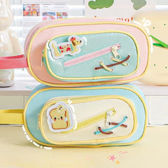 Cyflymder  Gallery-Worthy Puff Pencil Case  Quilted Makeup Organizer Holds 50+ Pens Kawaii Study Stationery Storage Bag Back To School